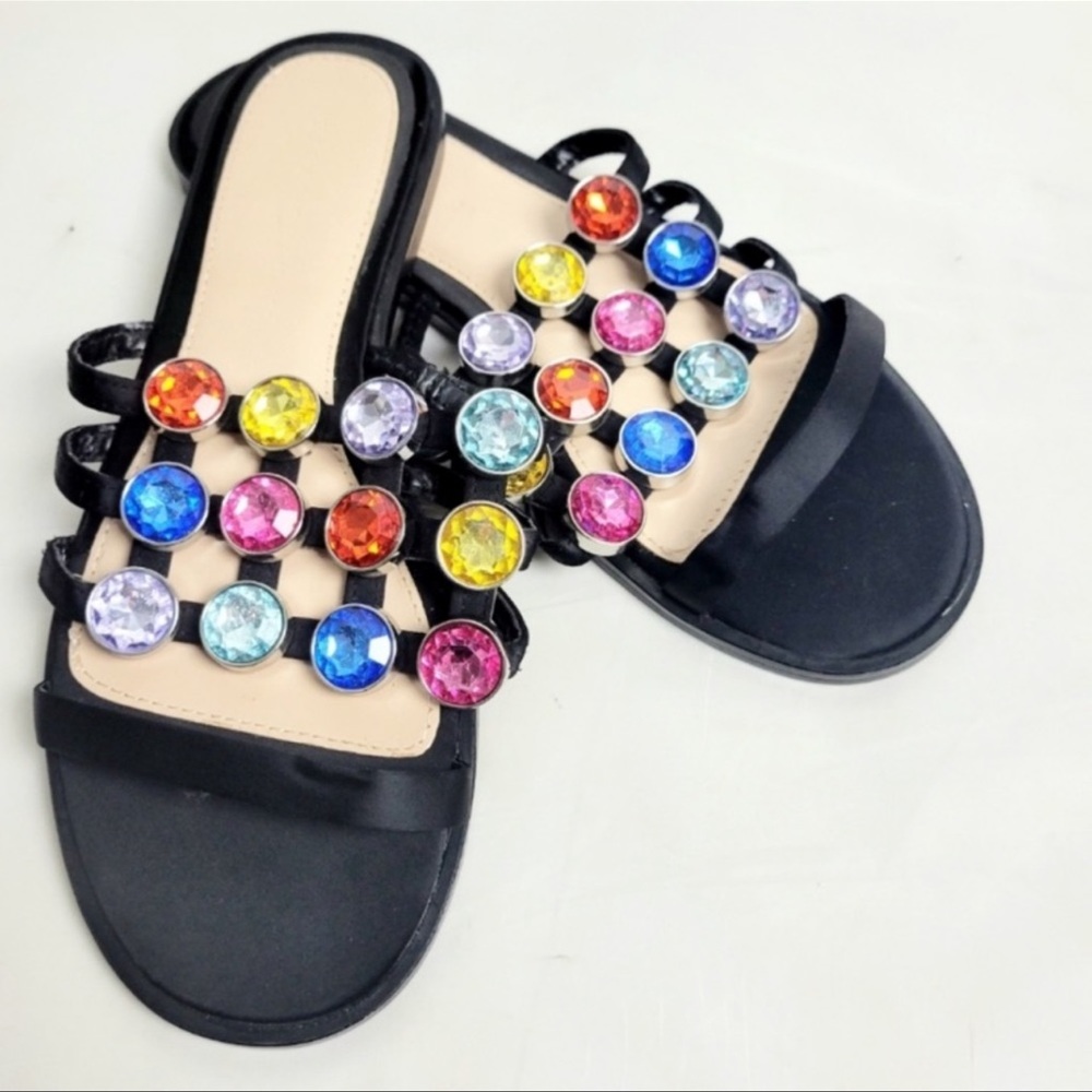 Zara multi color jewel flat sandals.